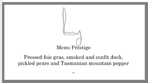 Mountain pepper menu